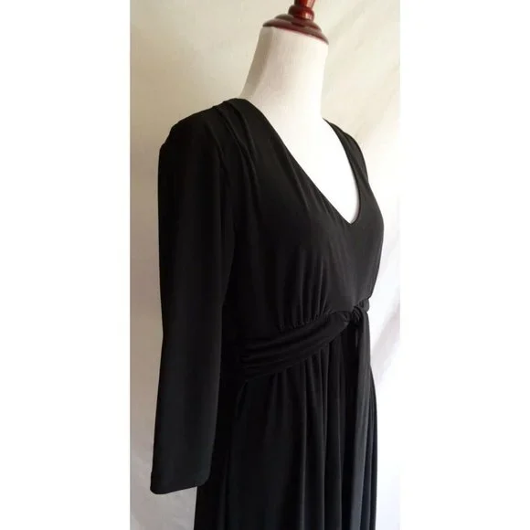 Chico's Tie Waist Jersey Knit Black Dress - Size 1 (Med / 8) - Picture 5 of 11